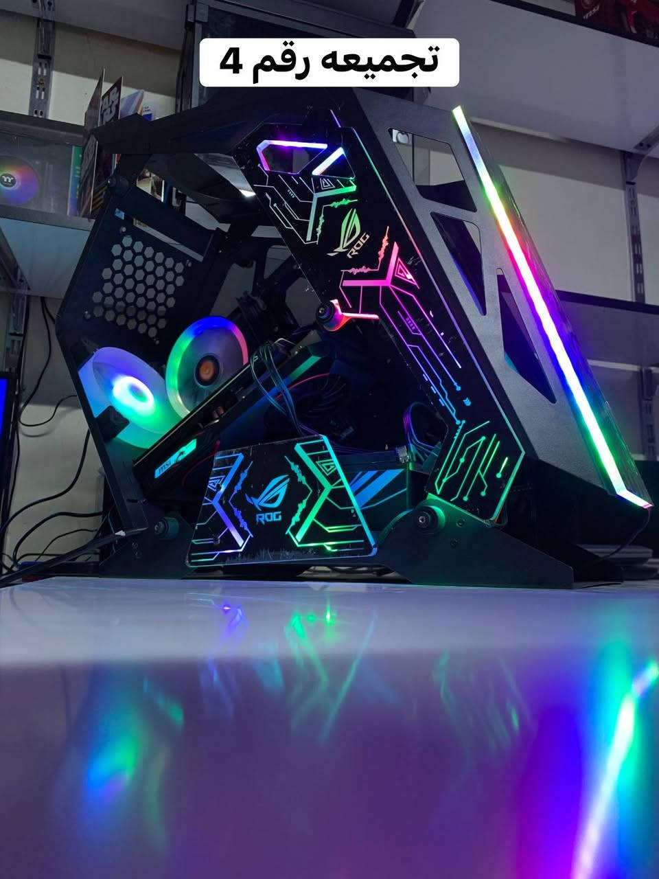 التجميعات المتوفره حالياً
تجميعة رقم (1)
CPU_ AMD Ryzen 5 5500 
_GPU RTX 3050 6G OC GIGABYTE 
 _RAM 8x2 16G 3200hz
_AMD B450 ASUS GAMING 
_ psu 550W mass
  ssd 128G/HDD 500G
سعرها650.000
____________________________________________
تجميعه رقم (2)

تجميعة كيمنك
_CPU INTEL E5 2666 CORE 10 THERADS 20 
_GPU gtx1050 ti 4G GIGABYTE
 _RAM 8x2 16G 3200hz
_INTEL X99 TURBO  GAMING 
_ psu 550W mass
  ssd 128G/HDD 500G
سعرها 390.000
____________________________________________

تجميعة كيمنك
_CPU INTEL E5 2666 CORE 10 THERADS 20 
_GPU RX 580 8G OC
 _RAM 8x2 16G 3200hz
_INTEL X99 TURBO  GAMING 
_ psu 550W mass
  ssd 128G/HDD 500G
سعرها 400.000
——————————————————————————

تجميعة كيمنك
_CPU INTEL i5 10400F
_GPU RX 5500xt 8G OC msi
 _RAM 8x2 16G 3200hz
_INTEL H460 v2 GIGABYTE GAMING 
_ psu 550W mass
  ssd 128G/HDD 500G
سعرها 680.000
____________________________________________
تجميعه رقم (5)

تجميعة كيمنك
_CPU INTEL i3 جيل الثالث
_GPU داخلي
 _RAM 4x2 8G 1666hz
_INTEL h75 v2  
_ psu  600W
  HDD 500G
سعرها 150.000
____________________________________________
ومتوفر رامات،هاردات،كروت،كيسات،فانات،…
العنوان الموصل دواسه عماره القدس مكتب البغدادي للحاسبات ومتوفر توصيل لجمع المحافظات 
للتواصل خاص او واتس ***********
