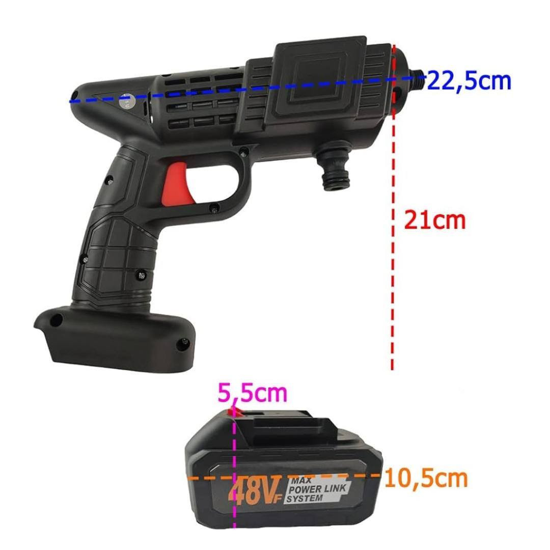 محمول وخفيف الوزن

- مصنوع من مواد عالية الجودة تتحمل الاستخدام الكثيف

- يقدم ضغطًا عاليًا يصل إلى 150 بار 

- بطارية ايون الليثيوم 48 فولت قابلة لاعادة الشحن

- يتمتع بتصميم مقاوم للماء لضمان سلامة المستخدم 

- يحتوي على مجموعة متنوعة من الفوهات التي يمكن تغييرها بسهولة لتحقيق أنواع مختلفة من التدفقات المائية (من الرش الرقيق إلى الرش القوي)

- طول الصوندة : 6 متر

- وظيفة الرغوة عن طريق صب سائل الغسيل في عبوة الرغوة

- مزود بمقبض مريح وزر تشغيل/إيقاف سهل الوصول

- خاصية تقليل الضوضاء 

- حقيبة لحمل المسدس وكافة ملحقاته

- متعدد الاستخدامات: مثالي لتنظيف السيارات، الدراجات، الفناء، الأثاث الخارجي، وحتى المساحات الكبيرة مثل الممرات والأرصفة


**إذا كنت صاحب هذا الإعلان وتريد حذفه لأي سبب، رجاءا أرسل رسالة إلى الدعم الفني**