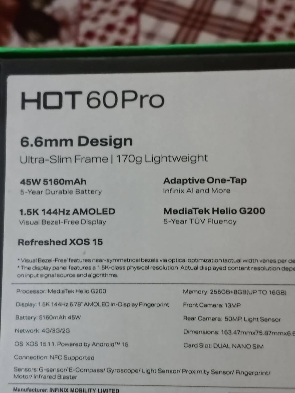 ركز انفنكس هوت 60 برو مو بلاس ذاكره 256 نضيف 100%وويا كامل غراض شاحنةة وسماعةة وكارتونةة ستعمال اقل شهر   بطاريةة 100 سعره 185 قفل بدون عملةة مكاني بغداد صالحيةةة

***********
