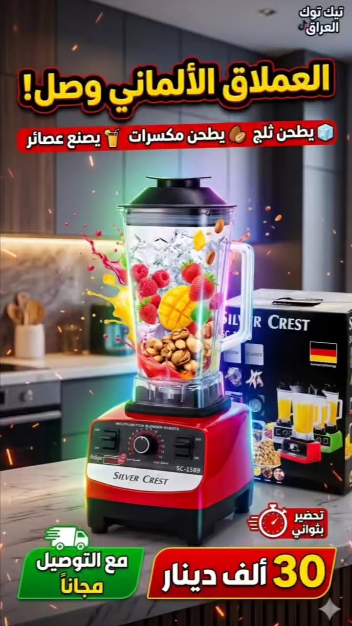 "شاهد قوة سيلفر كرست الألماني.. السعر صدمة! 😱"
.. وحش المطبخ! 🌪️
​📌 يطحن الثلج، الحبوب، وكل أنواع الفواكه بسهولة.
📌 تصميم عصري ومتانة عالية.
​كل هذا بـ 30 ألف دينار بس! 💵
والتوصيل علينا مجاناً! 🚗💨
​أطلبه الآن واستفاد من العرض.

خلاط_سيلفر_كرست #سيلفر_كرست #اجهزة_منزلية #مطبخ_عراقي #توصيل_مجاني #بغداد #البصرة #اربيل #عروض_2026 #طبخ_عراقي #تجهيزات_رمضان #SilverCrest #العراق #تجارة_الكترونية #مشاهير_تيك_توك_العراق


**إذا كنت صاحب هذا الإعلان وتريد حذفه لأي سبب، رجاءا أرسل رسالة إلى الدعم الفني**