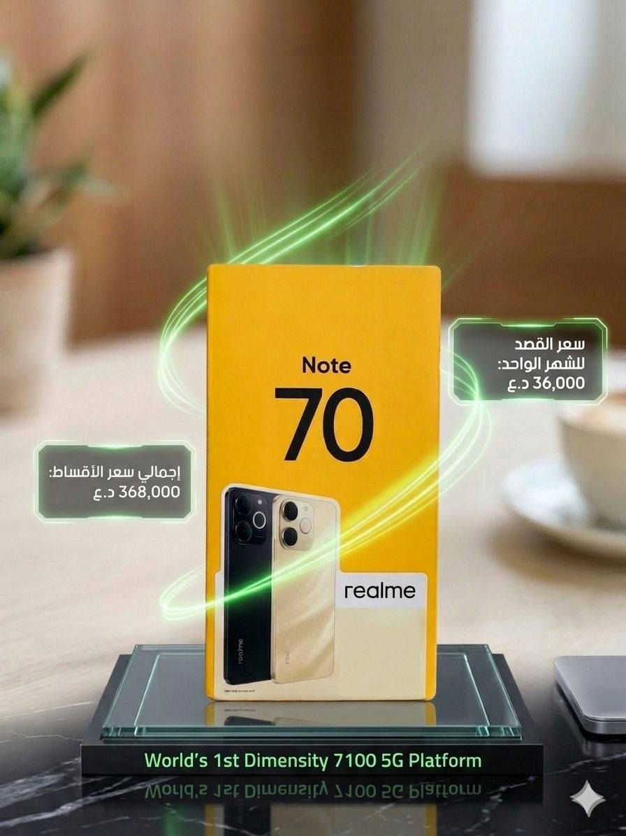 📱 جهازك الجديد صار أقرب.. بأسهل أقساط لموظفي الدولة! 📱
لأنك تستاهل الأفضل، وفرنا لك أقوى الأجهزة بمواصفات عالمية، وبنظام تقسيط مريح جداً يخليك تشتري وأنت مطمئن.
✅ العرض مخصص لـ:
موظفي مصرف الرافدين (الموطنة رواتبهم).
موظفي مصرف الرشيد (الموطنة رواتبهم).
🌟 مميزات العرض:
أفضل المواصفات: أحدث الموديلات من أرقى الماركات العالمية متوفرة الآن.
قسط مريح جداً: تسديد مرن يمتد لـ 10 أشهر.
بدون تعقيدات: إجراءات سريعة ومبسطة مخصصة لموظفينا الأعزاء.
📝 ملاحظات هامة:
مدة الأقساط ثابتة (10 أشهر) لضمان أقل ضغط على الراتب.
يتوفر لدينا تشكيلة واسعة من الأجهزة (أندرويد وآيفون) بأحدث المواصفات.
📍 العنوان: [شارع السوك حسينيه النصر مقابل صالح الحلاق ]
📞 للاستفسار وتفاصيل المستمسكات المطلوبة: [ *********** متوفر واتساب]
#مصرف_الرافدين #مصرف_الرشيد #أقساط_للموظفين #تقسيط_مريح #أجهزة_ذكية #عروض_الموبايلات
