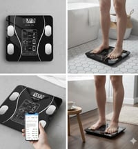 ميزان ذكي  شكل انيق وعملي  - يربط على التطبيق لقياس وتتبع الوزن, الدهو...