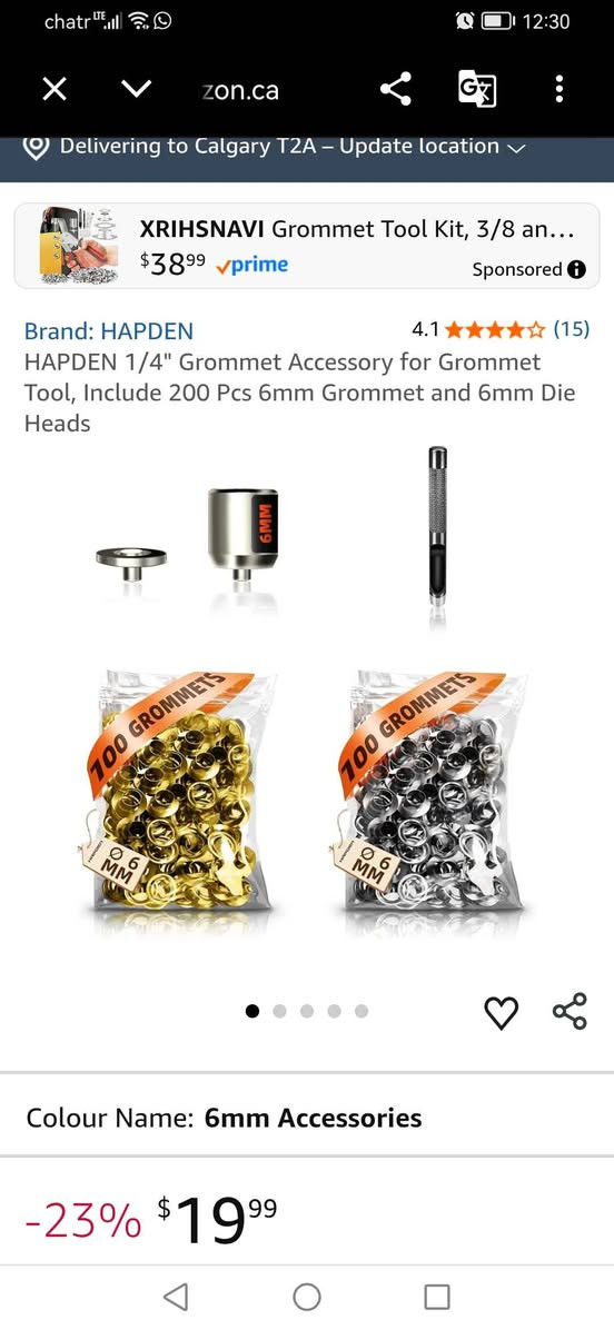 Brand new
Never used gurantee

4 box are available

HAPDEN 1/4" Grommet Accessory for Grommet Tool, Include 200 Pcs 6mm Grommet and 6mm Die

Pick up in ne Calgary
52 st&16ave Calgary, AB


**إذا كنت صاحب هذا الإعلان وتريد حذفه لأي سبب، رجاءا أرسل رسالة إلى الدعم الفني**