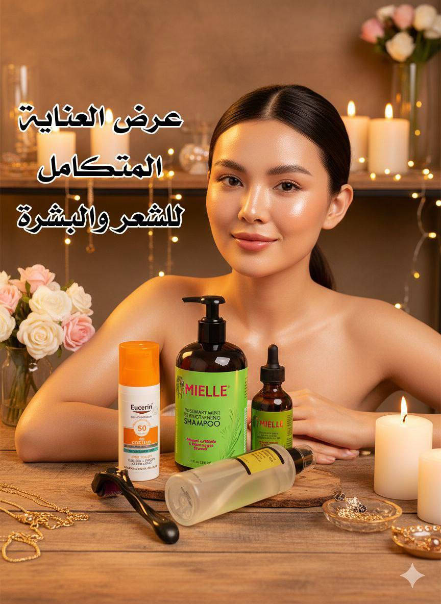 🌸✨ عرض العناية المتكامل للشعر والبشرة ✨🌸
شامبو وزيت Mielle لتقوية وتكثيف الشعر، وCOSRX سنايل لترطيب ولمعة البشرة، وواقي شمس Eucerin حماية بدون لمعان، ويّا ديرما رولر لتحفيز النمو💯

💚 يتكون من
🌿 شامبو Mielle Rosemary & Mint
شامبو غني بإكليل الجبل والنعناع، ينظف فروة الرأس بعمق ويساعد على تقوية الشعر وتقليل التساقط وتحفيز النمو بطريقة صحية.

💧 زيت Mielle لتكثيف الشعر
زيت معروف لتغذية الشعر من الجذور للأطراف، يعالج الفراغات ويزيد الكثافة ويمنح الشعر لمعان ونعومة رائعة.

🐌 COSRX Snail Essence
إيسنس الحلزون الكوري الشهير، يرطب البشرة ترطيب عميق، يساعد على تجديد الجلد وتقليل آثار الحبوب ويعطي البشرة لمعة صحية وبشرة زجاجية.

☀️ واقي شمس Eucerin Oil Control
أفضل خيار للبشرة الدهنية والمختلطة، حماية عالية من الشمس بدون ما يترك أثر دهني أو لمعان، ملمسه خفيف ومريح جداً للاستخدام اليومي.

🎀 Derma Roller
أداة فعالة لتحفيز نمو الشعر وتحسين مظهر البشرة، تساعد على امتصاص المنتجات بشكل أفضل وتعطي نتائج واضحة مع الاستمرار.


**إذا كنت صاحب هذا الإعلان وتريد حذفه لأي سبب، رجاءا أرسل رسالة إلى الدعم الفني**