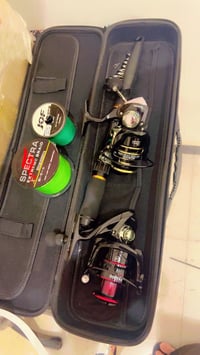 حقيبة صيد تتكون من سبنر طوله 230 و2 مكاين صيدوحدة 6000 تلاف والثانية 5...