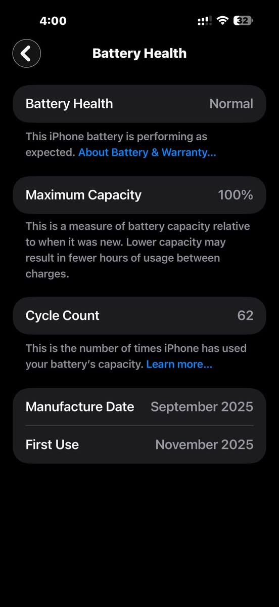 ايفون ١٧ برو ماكس نسخة امريكة esim جهاز جديد شوفت عينكم مشحون ٦٢ مرة كامل مع ملحقاته
ذاكرة 256كيكا 
سعره ١٧٧٠ الف  
مكاني بعداد المنصور 
 ***********
