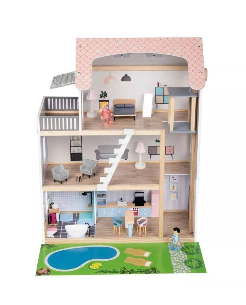بيت الدمى الخشبي المرح مع الكثير من الملحقات
 متعة على ثلاثة طوابق (بلي تيفي / ألمانيا) 
ابعاد المنتج : حوالي 64 × 80 × 31 سم

 تعزز بشكل مرح الخيال والإبداع ومهارات لعب الأدوار
 هيكل خشبي ثابت مع فتحات واسعة للعب
 مع دميتين منحنيتين و31 قطعة أثاث لغرفة النوم وغرفة المعيشة والمطبخ والحمام 
 بما في ذلك 2 مصباح قائم، وباب أمامي مع جرس باب واحد ولوحة اسم يمكنك كتابتها بنفسك (يحتوي على إنارة وصوت جرس). 
 مصعد، سلالم متغيرة، شرفة مع مظلة وحديقة أمامية
 39 قطعة


**إذا كنت صاحب هذا الإعلان وتريد حذفه لأي سبب، رجاءا أرسل رسالة إلى الدعم الفني**
