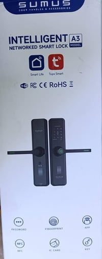 قفل باب ذكي • بصمة وكارت • ينربط ع التلفون