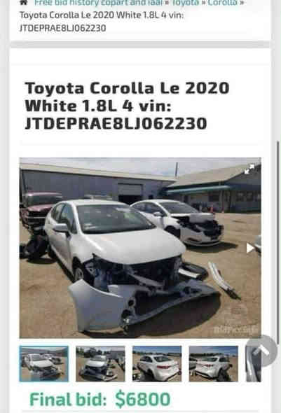 كرولا 2020 Le
فقط مكلف منشور
73 الف ماشي 
بدون صبخ صور سونار مرفق 
سنويه جديد بسمي 2028 دينار مصروف مابي 
گير و مكينه مكفول 
سعر 153 و مجال قليل 
***********
فقط مكلف منشور
