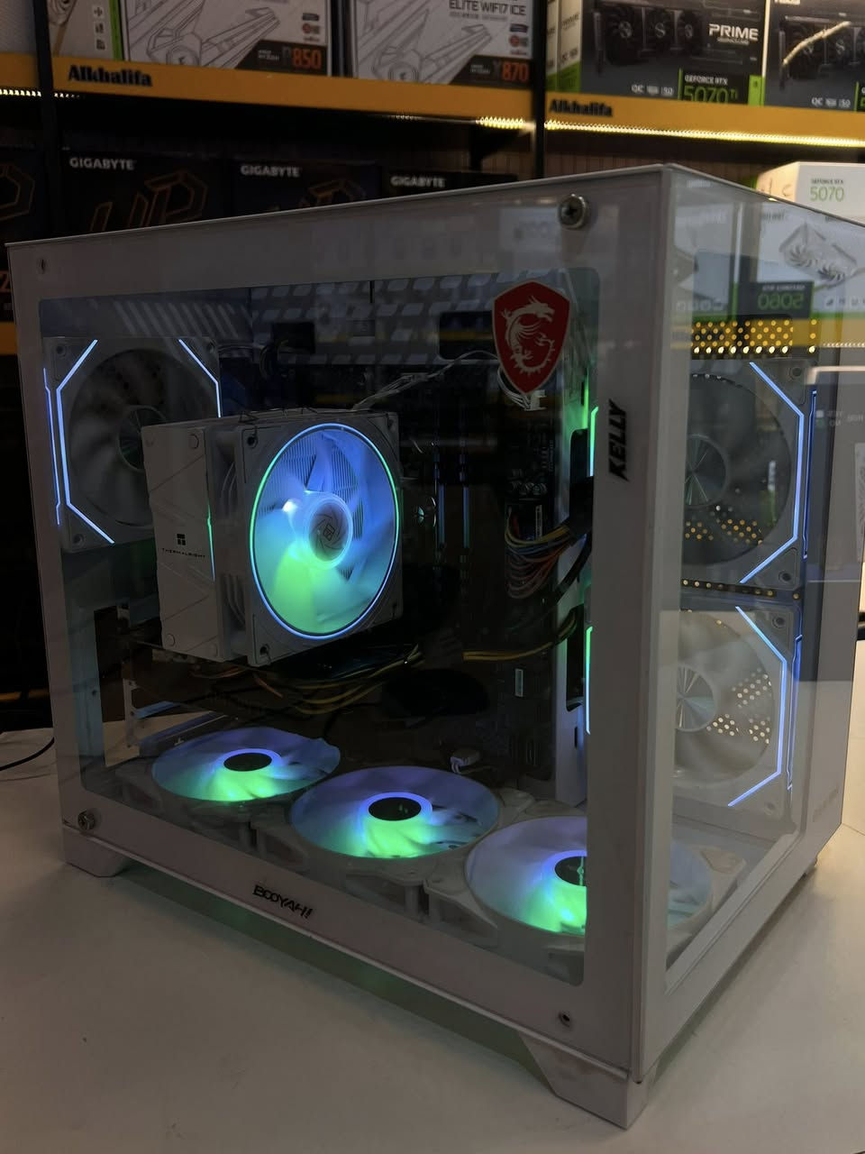 I7 9700
Ram 16GB 
B365M 4Slot ram 
Gpu RTX 2060 Gigabyte 6GB 
M.2 256GB 
HDD 500GB 
PSU 600W 
Cooler RGB 
Case 6Fan RGB 
800 الف بيها و مجال 

I5 10600KF 
M.B B460M Asus 
Ram 16GBX1
Gpu 2060 Gigabyte 6GB 
PSU 650W 
Cooler RGB 
Case Galax 4Fan RGB 

800 و بيها مجال 
***********
للتواصل
