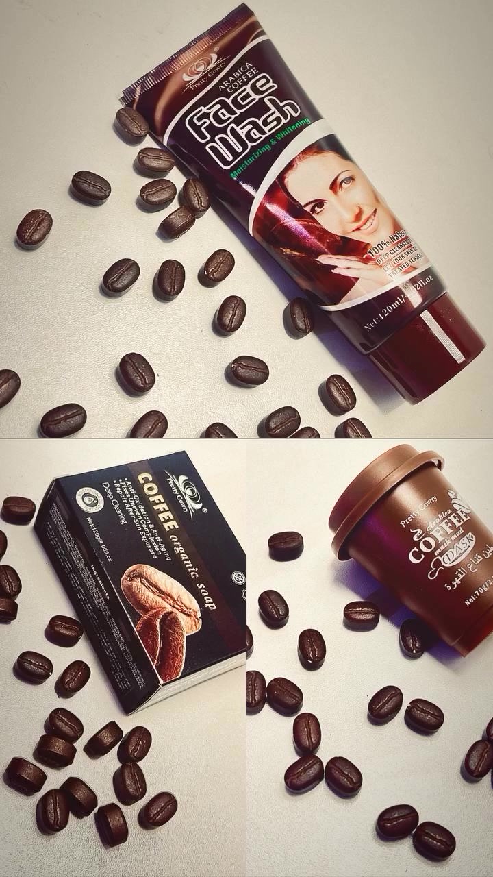 منتجات للعناية بالبشرة من ماركة "بريتي كاوري" (Pretty Cowry) التي تركز على القهوة العربية (Arabica Coffee) في تركيباتها، وتتضمن ما يلي:
غسول الوجه بالقهوة العربية (Arabica Coffee Face Wash):
هو منتج للعناية بالبشرة مصمم لترطيب وتفتيح البشرة، ويُشار إليه بأنه طبيعي 100% وينظف البشرة بعمق. 
صابون القهوة:
يظهر بجانب غسول الوجه، وهو صابون صلب يُحتمل أنه يحتوي على خلاصة القهوة أيضًا، ويكمل مجموعة العناية بالبشرة. 
قناع طين القهوة العربية (Arabica Coffee Mask Mud):
وهو قناع طيني يُستخدم للعناية بالبشرة ويُتوقع أن يحتوي على خصائص القهوة التي تساعد في تنظيف البشرة وتغذيتها. 
‎- [ @j.utl ] ‏༄(#العراق)༄(#بغداد)༄(#البصرة)༄(#اربيل)༄(#موصل)༄(#الموصل)༄(#الانبار)༄(#الحب)༄(#كربلاء)༄(#النجف)༄(#ديالى)༄(#الناصريه)༄(#شعر)༄(#مكياج)༄(#رمزيات)༄(#تصميم) ༄( #بيج_عراق_كوت )༄(#ميسان)༄(#كركوك)༄(#الحله))༄(#اقتباسات)༄( #الكوت)༄(#تحشيش) ༄(#ضحك)༄(#الموصل )༄ ༄( #حسام_احمد ) ༄(#explore) #عراق_كوت  #فيديوات#فيديوهات_مضحكه


**إذا كنت صاحب هذا الإعلان وتريد حذفه لأي سبب، رجاءا أرسل رسالة إلى الدعم الفني**