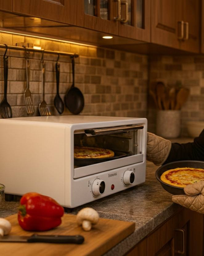 متوفر فرن بيتزا ومشاوي وسمك
الاستخدامات

خبز البيتزا المنزلية حتى 12 بوصة، التوست، المعجنات، الفطائر، البسكويت، والبطاطس

إعادة تسخين الأطعمة بسرعة مع تحمير متساوٍ للسطح

مناسب للمطابخ الصغيرة، السكن الطلابي، والشقق بفضل حجمه العملي

المميزات

قدرة 1350 واط على 220V ~ 50Hz لتسخين سريع وثابت

منظّم حرارة قابل للتعديل 100–230°C (كما في قرص التحكم) لاختيار درجة الخَبز المناسبة

مؤقّت ميكانيكي 0–60 دقيقة مع جرس انتهاء (طبقًا لقرص الوقت في الدليل)

باب أمامي بزجاج مقاوم للحرارة لعرض الخَبز أثناء التشغيل

شبك خَبز معدني لخبز وتحمير الأطعمة، مع صينية بيتزا دائرية 12" مخصص

ابعاد السيباية طول 33سم عرض 28

قطر الصينية: 32 سم


**إذا كنت صاحب هذا الإعلان وتريد حذفه لأي سبب، رجاءا أرسل رسالة إلى الدعم الفني**