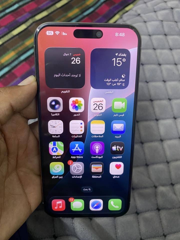 📱 آيفون 15 برو ماكس | iPhone 15 Pro Max
للبيع المباشر او مراوس ب13برو ماكس دبل خط وفرق -  جهاز نظيف جداً
🔍 تفاصيل الجهاز:
• الحالة: نظيف جداً (شبه جديد)، خالي من أي خدوش أو تصليح.
• نسبة البطارية: 86‎%‎(أداء ممتاز).
• الملحقات: [كارتون ماكو].
💰 السعر النهائي (قفل):
970$ الف

الموقع والتواصل:
• المكان: بغداد - ابو غريب 
• رقم الهاتف: ***********
