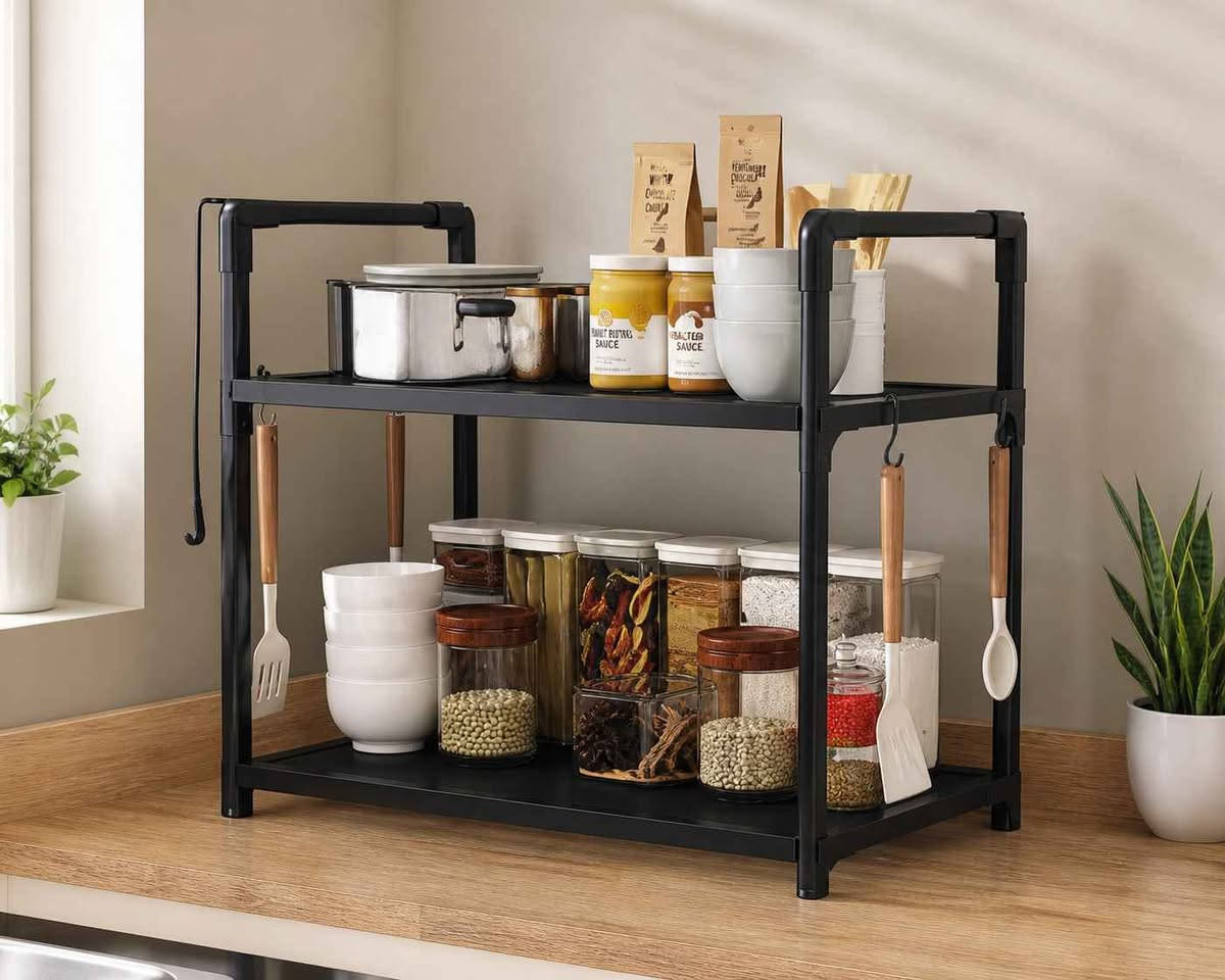 رف مطبخ معدني بطابقين مع خطافات – Kitchen Racks موديل YX9122-2

• رف مطبخ عملي بطابقين مصمم لتنظيم أواني المطبخ، العلب، والأدوات اليومية بشكل مرتب وواضح.

• تصميم بطابقين يوفر مساحة تنظيم أفضل على سطح المطبخ

• مزود بـ خطافات جانبية (J-Hook) لتعليق أدوات الطبخ

• هيكل من أنابيب فولاذية (Steel Pipe)

• مناسب للاستخدام على الطاولة أو سطح المطبخ

• تصميم مفتوح يسهل الوصول للأغراض وتنظيفه

• عدد الطوابق: 2
• العرض: 50.5 سم
• الارتفاع الكلي: 51 سم
• العمق: 27 سم
• ارتفاع الرف العلوي: 18 سم
• ارتفاع الرف السفلي: 32 سم

محتويات العلبة

• 2 × رف معدني (Shelves)
• 2 × أنبوب فولاذي بطول 34 سم
• 2 × أنبوب فولاذي بطول 22 سم
• 4 × أنبوب فولاذي بطول 18 سم
• 4 × وصلات (Connectors)
• 4 × خطافات J-Hook
• دليل تركيب مصوّر بغداد, العراق


**إذا كنت صاحب هذا الإعلان وتريد حذفه لأي سبب، رجاءا أرسل رسالة إلى الدعم الفني**