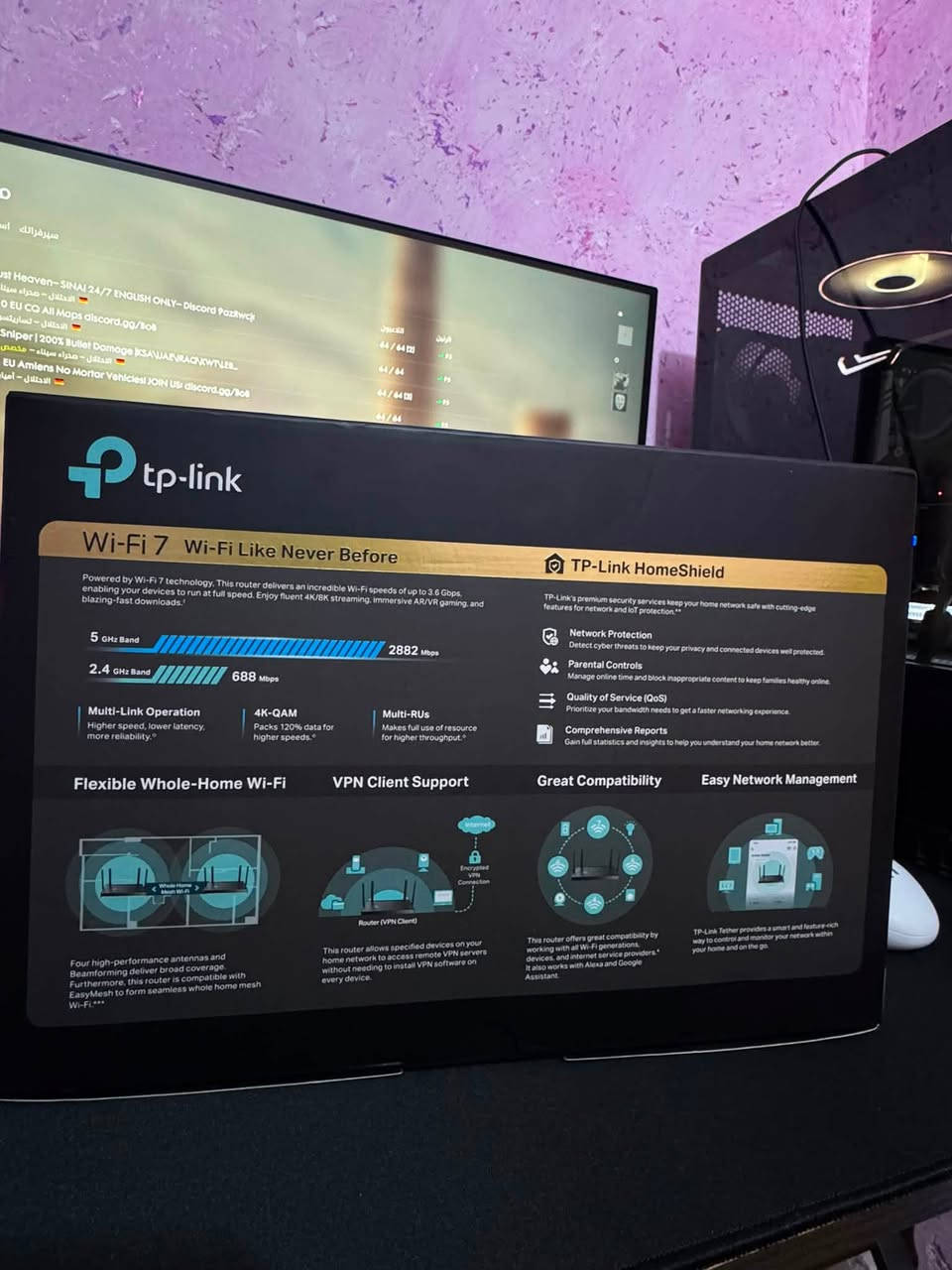 ( للبيع ) 

 راوتر TP-Link Archer BE230 (BE3600) Wi-Fi 7، احد افضل الراوترات الموجودة بالسوك حالياً يدعم سرعات تصل إلى 3.6Gbps، منفذي 2.5Gb، تغطية قوية بـ4 هوائيات، مناسب للاستخدام المنزلي وللألعاب والبث والاستخدام المكثف، الحالة ممتازة جداً استخدام 3 اشهر فقط سبب البيع اريد احول على ستارلينك.

سعر الجديد بالسوك 125 
 رايده ب 95 الف مكاني البصرة 
للتواصل واتساب ***********
