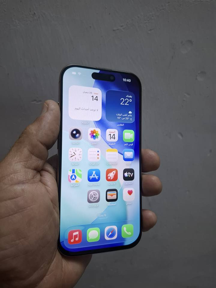 السلام عليكم ايفون ١٦ (برو برو) فقط ذاكره ٢٥٦( دبل خط) مبدل شاشه مستعمله كلشي ما وياه فقط الجهاز كله شغال طبيعي  السعر ٧٧٥ مكاني بغداد *********** بي واتساب بغداد, العراق
