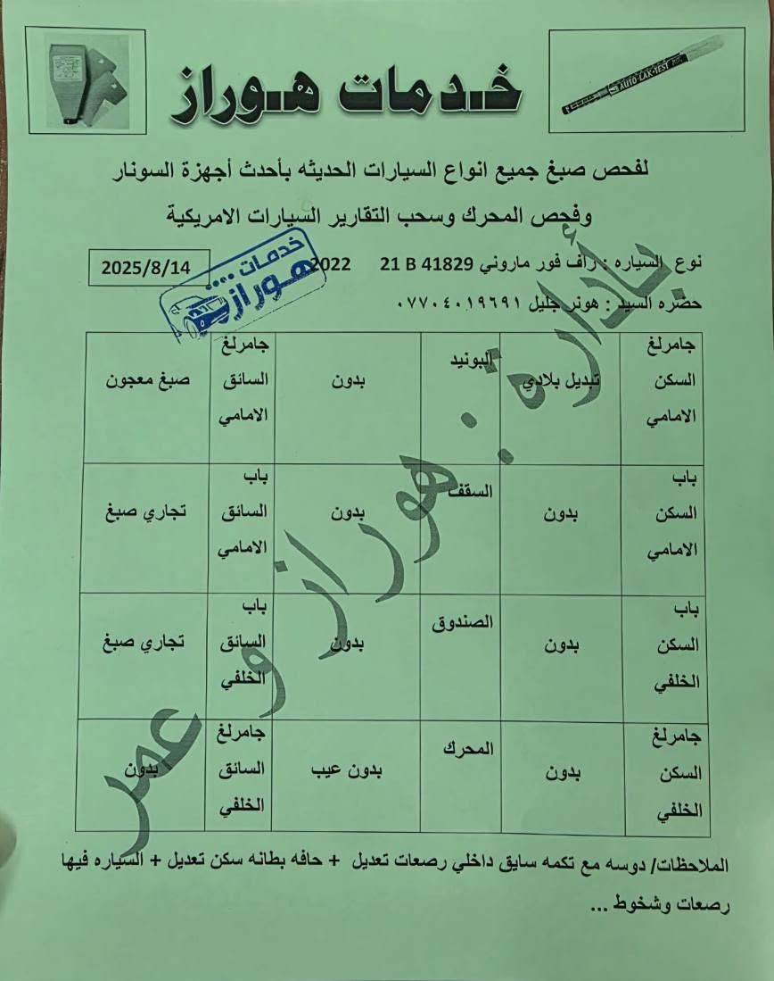 راف فور هايبرد موديل ٢٠٢٢ گییر ومحرك شرط قطعتين صبغ و قطعة تبديل بيلادي ضرر و الفحص موجود في منشور رقم سليمانية بطاقة بانزين موجود سيارة بسمي شرط تحويل و وكالة سعر ١٨٥ بي مجال شراي خابر لرقم *********** وات ساب موجود كركوك, العراق
