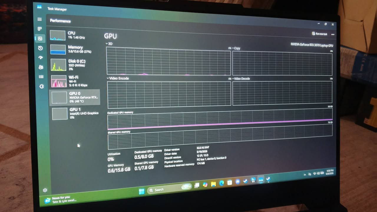 السلام عليكم 🌹
لابتوب مستعمل للبيع
موديل FX517Z / ASUS TUF Dash F15

مواصفات :
I7 12650H
16gb ddr5 4800mhz ram
Rtx 3070
1tb m.2 nvme gen3 lexar
1080p 300hz monitor 15.6 inch
+ شاحنته الاصليه و جنطه
بي بس usb واحد ميشتغل
باقي المنافذ كلهن شغالات من usb a
و usb c
وبطاريته ما متعوبه

السعر 1,250
مليون و ربع
السعر ثابت رجاءا سعره بالصناعه مليون ونص لو مليون و 400 اذا مو اكثر

توصيل متوفر
 عنواني بغداد السريدات الجديدة وره صيطرة 
تريد توصيل تريد تجي وتفحص باليعجبك
***********

