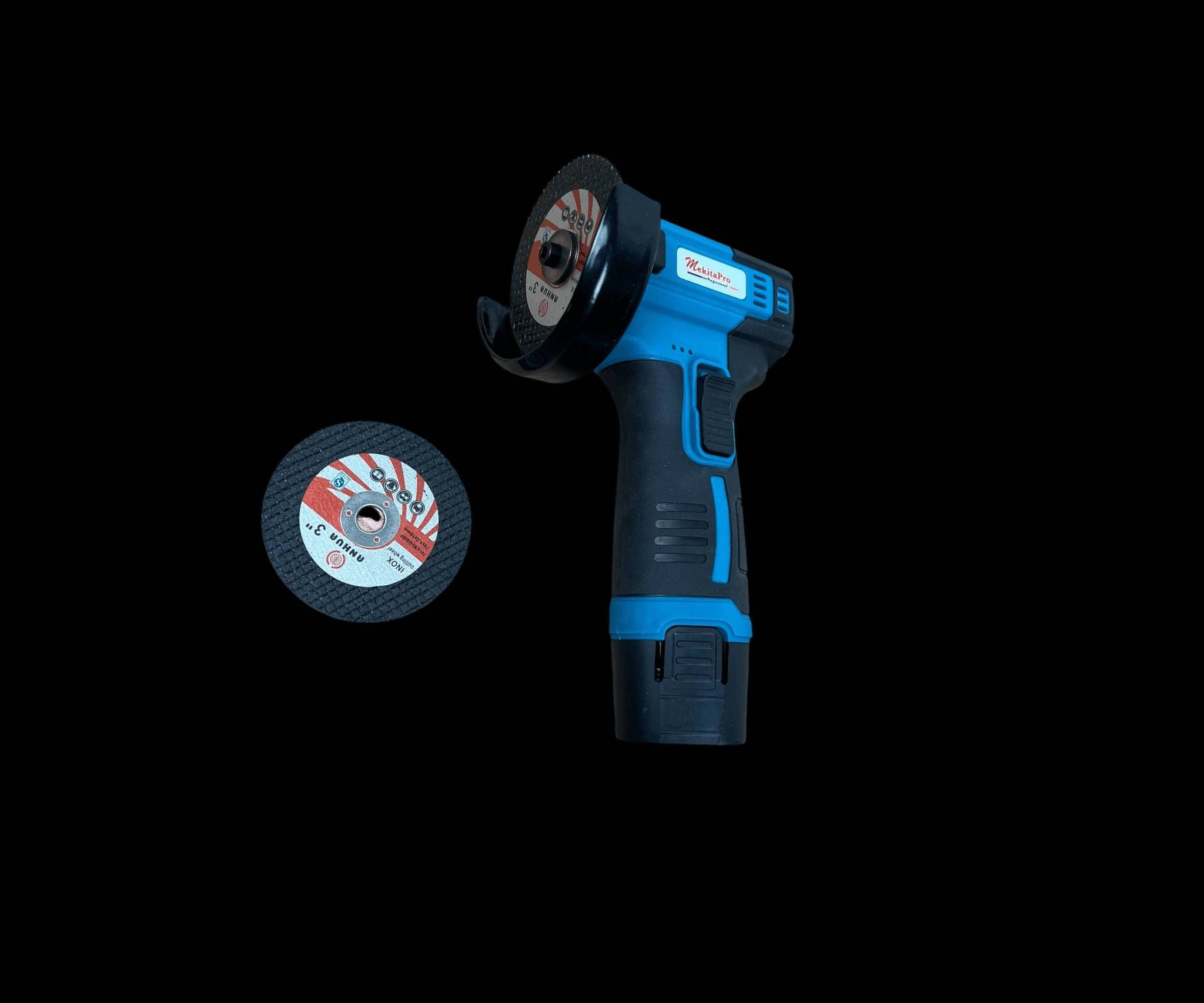 الاستخدامات

أعمال الصيانة المنزلية الخفيفة والمتوسطة: فتحات في الخشب والجبس والمعادن الرقيقة، وربط وفك البراغي

أعمال الحديد والإنشاءات الخفيفة باستخدام الصاروخ (Angle Grinder) لقص الحديد والستانلس (INOX) والقطع السطحية

مناسب للنجارين، الحدادين، والفنيين، ولأي شخص يحب DIY وتركيب الأثاث في البيت أو الورشة

مثالي للأماكن التي لا يتوفر فيها كهرباء مباشرة بفضل العمل على بطارية ليثيوم قابلة للشحن

المميزات

طقم متكامل في حقيبة بلاستيك قوية بفرش إسفنجي للحماية، يسهل حمله وتخزينه

تصميم احترافي باللون الأزرق والأسود، مع شعار MekitaPro – Professional Taiwan على الحقيبة والأدوات

بلد المنشأ: تايوان

مثقاب بطارية

يعمل على بطارية ليثيوم 12 فولت قابلة للفك والشحن

مقبض مغطى بطبقة مطاطية مانعة للانزلاق لراحة أكبر أثناء العمل

حلقة ضبط عزم (Torque) بعدة مستويات للربط والفك بدون تلف للمسمار أو القطعة

إمكانية الدوران للأمام والخلف مع زناد متدرّج للتحكم بسرعة الدوران

ظرف بدون مفتاح (Keyless Chuck) لسهولة تغيير رؤوس الحفر والبراغي

كوسرة بطارية

يعمل أيضًا على بطارية ليثيوم 12 فولت نفس نوع بطارية الدريل

تصميم مدمج وخفيف، مناسب للأماكن الضيقة والزوايا التي لا يصلها الصاروخ الكبير

مزود بواقي للقرص (حماية) لزيادة الأمان أثناء القص

وفق الكتيب: سرعة دوران عالية (High Speed) مناسبة للقطع السريع للأجزاء المعدنية الصغيرة

نوع القرصالملف

القرص المرفق مكتوب عليه INOX، وهو قرص قطع معدني مخصص للحديد والستانلس ستيل ومقوّى بالألياف (قرص قطع معدني رفيع – Cut-off Wheel)

يمكن استخدامه لقطع معظم المعادن الرقيقة المناسبة لمواصفات القرص

وليس قرصًا خاصًا بالنحاس فقط وإنما للحديد والستانلس والمعادن المشابهة

محتويات الصندوق

دريل بطارية 12V من MekitaPro

كوسرة بطارية زاوية 12V من MekitaPro

بطاريةبطاريتان تُركّب في أسفل كل أداة

شاحن جداري 220V بفيشة أوروبيّة مع سلك توصيل للمحطةالبطارية

قرص قطع معدني (Inox) مُركّب على الصاروخ + قرص احتياطي إضافي

مفتاحمفتاح سداسي (Hex Key) لتغيير القرص وشدّه

كتيب تعليمات مفصل لـ Portable Lithium Electric Angle Grinder (يحتوي على بيانات تقنية وتحذيرات سلامة)

حقيبة بلاستيكية صلبة مع إسفنج داخلي مقصوص على مقاس القطع

الملاحظات

يفضّل شحن البطارية بالكامل قبل أول استخدام لتحصل على أفضل أداء

لا تضغط بقوة زائدة على الأداة أثناء العمل حتى لا تجهد المحرك أو تكسر القرص

الدريل لا يحتوي على اي ملحقات (براين)
للطلب الاتصال على الرقم 
***********
