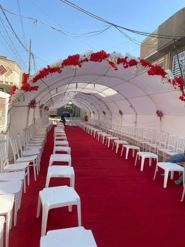 عرض لمده (شهر)   جادر خطوبة يزيد من تقدير الضيوف ومكان أكثر جمالية وهيبة.
 يشمل 👇 250 الف
 ■جادر ابيض بطول 10 متر ( قابل للزيادة)
 ■️100كرسي ابيض ملكي (قابل للزيادة)  
 ■️50 طبلة ابيض (قابل للزيادة)
 ■️ارضية لون احمر
 ■️تزيين ورد ( حسب الطلب) 
 ■ ️بورد ترحيب 
◾مع كوشه داخل الجادر (حسب الطلب)
◾(250 ) الف
السعر يشمل النقل والتنصيب والفتح 

الحجز والاستفسار الاتصال ***********
