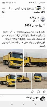 اكتروز للبيع موديل 2001 مكينه 40/6شاصي 25 مجموعه جي اف كير كهربائي 240...