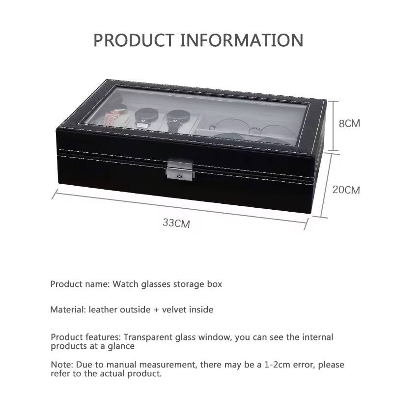 صندوق ساعات و نظارات مميز
##################
---------------------------------------
المنتج الموضح في الصورة هو صندوق تخزين ومنظم مخصص للساعات والنظارات. 
إليك أهم تفاصيل هذا المنظم:
السعة: يحتوي الصندوق على 9 أقسام مقسمة كالتالي: 6 فتحات مخصصة للساعات و3 أقسام للنظارات.
المواد: الجزء الخارجي مصنوع عادةً من الجلد الصناعي (PU)، بينما يأتي الغطاء العلوي من الزجاج الشفاف لسهولة الرؤية والعرض.
التصميم الداخلي: مبطن بمادة ناعمة (مثل المخمل) لحماية الساعات والنظارات من الخدوش.
الاستخدام: يعمل كمنظم أنيق يحمي مقتنياتك من الغبار ويسهل الوصول إليها.
الرابط للطلب المباشر 
توصيل كل العراق
https://api.mabiaati.com/s/0e1f41a8 🎁👀🕰️💎


**إذا كنت صاحب هذا الإعلان وتريد حذفه لأي سبب، رجاءا أرسل رسالة إلى الدعم الفني**