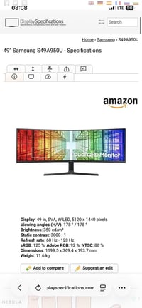 LS49A950 • شاشة • سامسونج