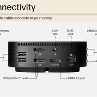 جهاز الإرساء الموضح في الصورة هو HP USB-C Dock G5. تم تصميم هذه المحطة...