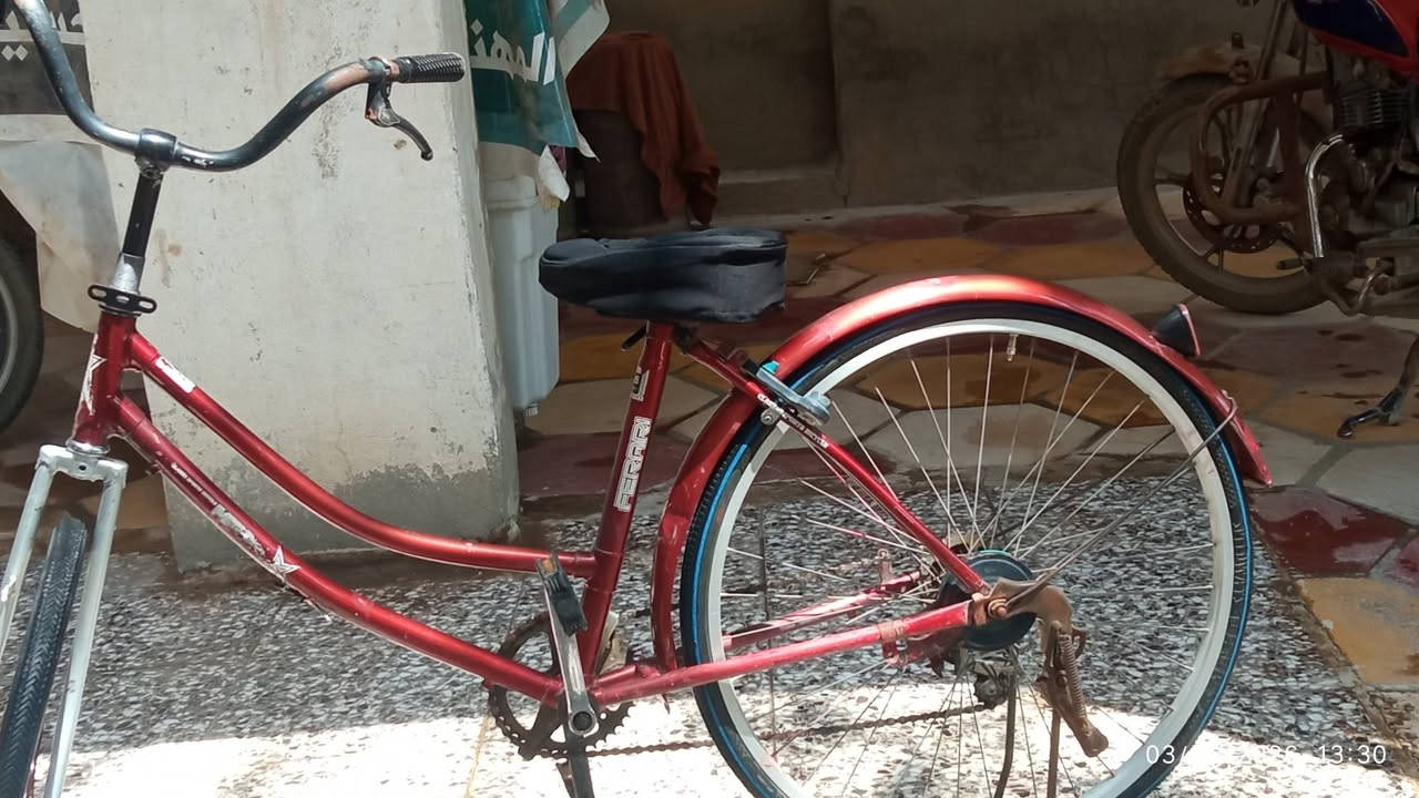 السلام عليكم
بايسكل حجم 26 
البايسكل نضيف 
الجاملغ مالته موجود والسوبايه موجوده السلام
فقط الماشه والبايدر الون مختلف 
لون البايسكل ماروني 
السعر 75 وبي مجال 
الاتصال على الرقم الموجود 
***********

