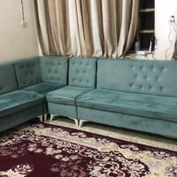 قنفه زاويه ٧مقاعد • تركوازي • رجل مكسورة