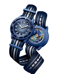 اسم الساعة: ساعة Blancpain X Swatch Atlantic Ocean - تصميم فخم بلون أز...