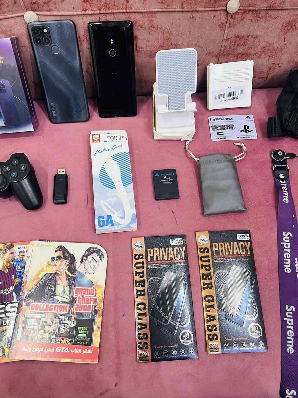 حبايب غراض بالة وجدد اصليات للبيع سعرهن شلع 55 الف مكاني بغداد حي القاهرة ***********
توصيل مجاني كافة المناطق والمحافضات

جهاز انفنكس شغال يعني اكو صورة يرادلة شاشة
جهاز سوني شغال يعني اكو صورة يرادلة شاشة
كامرات عدد 1
حساب بلي فور جديد 1 
سماعات ايفون 2
ايربود اصلي وتجاري 2
مداليات جهاز عدد 2
جنطة سبورت بالة 1
شاحنة ايفون اصلية جديدة 1
لاصق ايفون مضلل 13/14 برو ماكس عدد 2
سماعة طوكً بلوتوث 1 
حاضنة تلفون عدد 1
كفرات اجهزة ايفون 8
جوستك لابتوب العاب اصلي 
كيبل ايفون تجاري 1 
فلاش ميموري بلي 2
