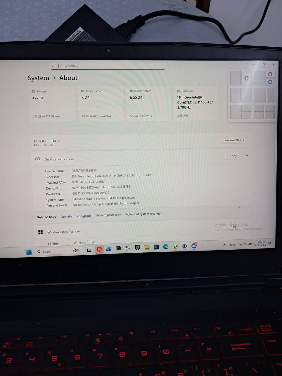سلام عليكم هذا مواصفات لابتوب نضيف
 للبيع                                                                                Ci5 11400H
Ram 8g
Hard 512g 
شاشة 165hz                                                                 السعر ٨٥٠ الف دينار


**إذا كنت صاحب هذا الإعلان وتريد حذفه لأي سبب، رجاءا أرسل رسالة إلى الدعم الفني**