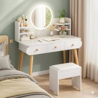 ميز تواليت • مرآة LED • خشب MDF