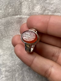 اللهم صل على محمد وآل محمد  خاتم من العقيق اليماني خام ياقوتي   مقاس ا...