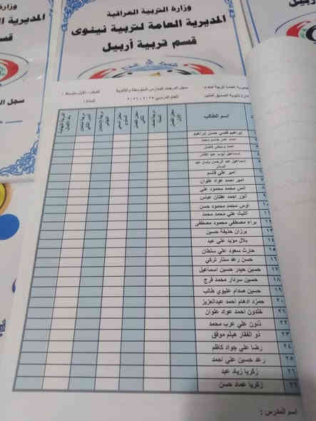 🌹 بسعر 1000 فقط للسجل 
الى  ادارات المدارس الثانوية
 والمتوسطة
سجل الدرجات الخاص بالمدرسين.. كما موضح في المنشور..
مع اضافه معلومات المدرسة واسم المدير.. وامكانية اضافة اسماء الطلبة.. اذا ارسلت بصيغة ورد
اسعار مناسبة ودقة في العمل

للحجز عبر الواتس اب ***********
يتوفر خدمة توصيل كافة المحافظات
