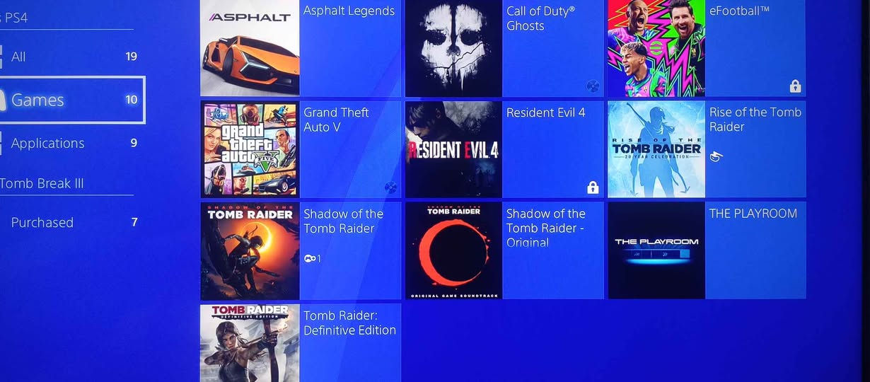 پلەی ستێشن ٤ فات، پاقژە و بێ قوسیریە من بخو یا ڤەکری بو پاقشکرنێ زاکیرە ٥۰۰ گێگایە و دەستکەک یێ دگەل و فێرشن ۱۳.۰٤ ، گەلەک لەعب یێل دگەل
Resident evil 4 remake خەزن
Resident evil 2 remake cd
Resident evil 7 cd
Tomb raider 2013 خەزن
Rise of Tomb raider خەزن
Shadow of Tomb raider خەزن
Asphalt خەزن
Efootball خەزن
Call of duty ghosts cd
Call of duty modren war cd
Uncharted 1 cd
Uncharted 2 cd
Uncharted 3 cd
God of war cd
Fifa 18 cd

موبایل *********** واتس اب، فایبر سميل, دهوك
