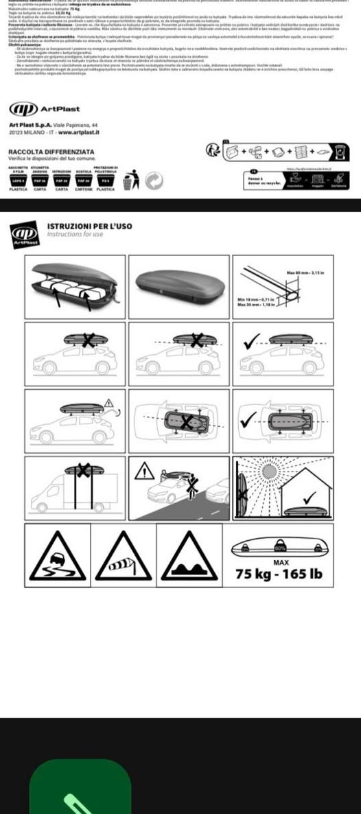 سلام عليكم اخوتي الطيبين 
جنطة سقفية للامتعة
‏ولوازم السيارة الون اسود كاربوني النوع
‏الجوكر ترهم على جميع السيارات 
‏ جديدة غير مستعمله مع جميع ملحقاتها 
‏مع لستاند عدد 2 
‏مع القفايص الجنطه لك الك انت تفصله على سيارتك 
‏أبعاد المنتج
‏132 طول × 78 عرض × 35 ارتفاع سم
‏ايطالي المنشاء 
للستفسار 
‏رقم ***********
‏مكان كرادة  العرصات
السعر 250$ سعر جدآ مناسب 
‏
