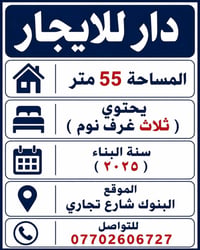البنوك شارع تجاري • ٥٥م • ٣ غرف