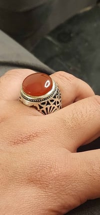 عقيق يماني • خاتم قياس ٢٥ • صياغة يدوي