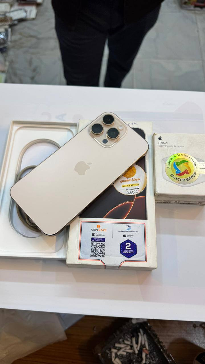 ايفون 16 برو ماكس 256
بطارية 99‎%‎
نضافة 100‎%‎
استخدام قليل 
مشحون فقط 186 مرة
كامل ملحقات الاصلية 
ضمان شركة باقي بيه ضمان  شركة ABM
استخدام قليل 
السعر مناسب 
***********
العنوان القطاع شارع السوك مجاور عوينات الكرار 
مركز الشمس

