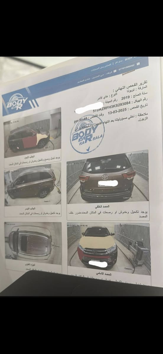 سيارة للبيع
تيويوتا هايلندر  موديل 2019  موصفات XLE
6 سلندر وارد امريكي داخل جلد داخل VIB
رقم ***********
