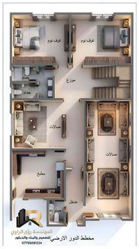 تصميم منزل بواجهة  11 متر بمساحة بناء صافي 180 متر مربع ملاحظه المخطط ...