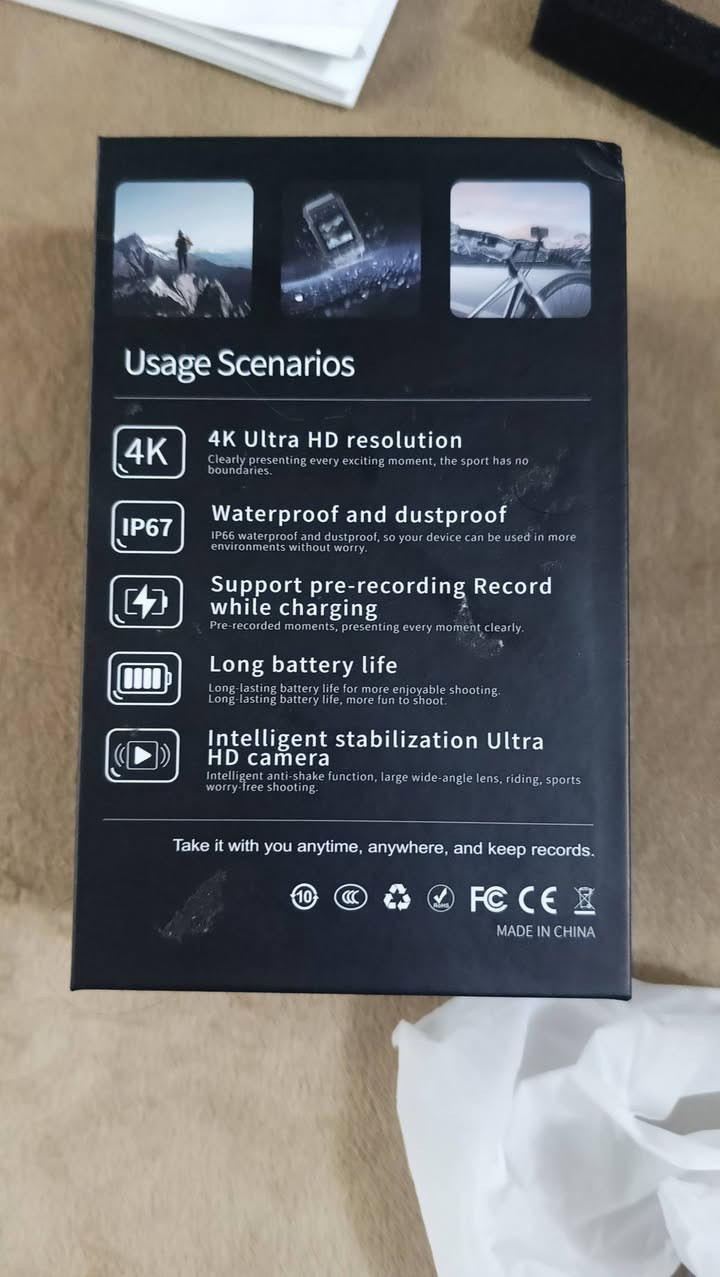 كامرة مغامرات بدقة 4K
مقاومة للماء والغبار 
بطاريه شحن تايب سي 
تسجيل صوت واضح جدا 
تطبيق ربط على الموبايل  واي فاي 
زاوية واسعة 180 درجه 
رام 64 گيگا 
باقي التفاصيل في الصور 
التفيده ينطي بيها سعر


**إذا كنت صاحب هذا الإعلان وتريد حذفه لأي سبب، رجاءا أرسل رسالة إلى الدعم الفني**