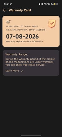 انفنكس جيتي ٣٠ برو بعده للضمان كدامكم فقط جهاز بدون أي ملحقات أو كارتو...