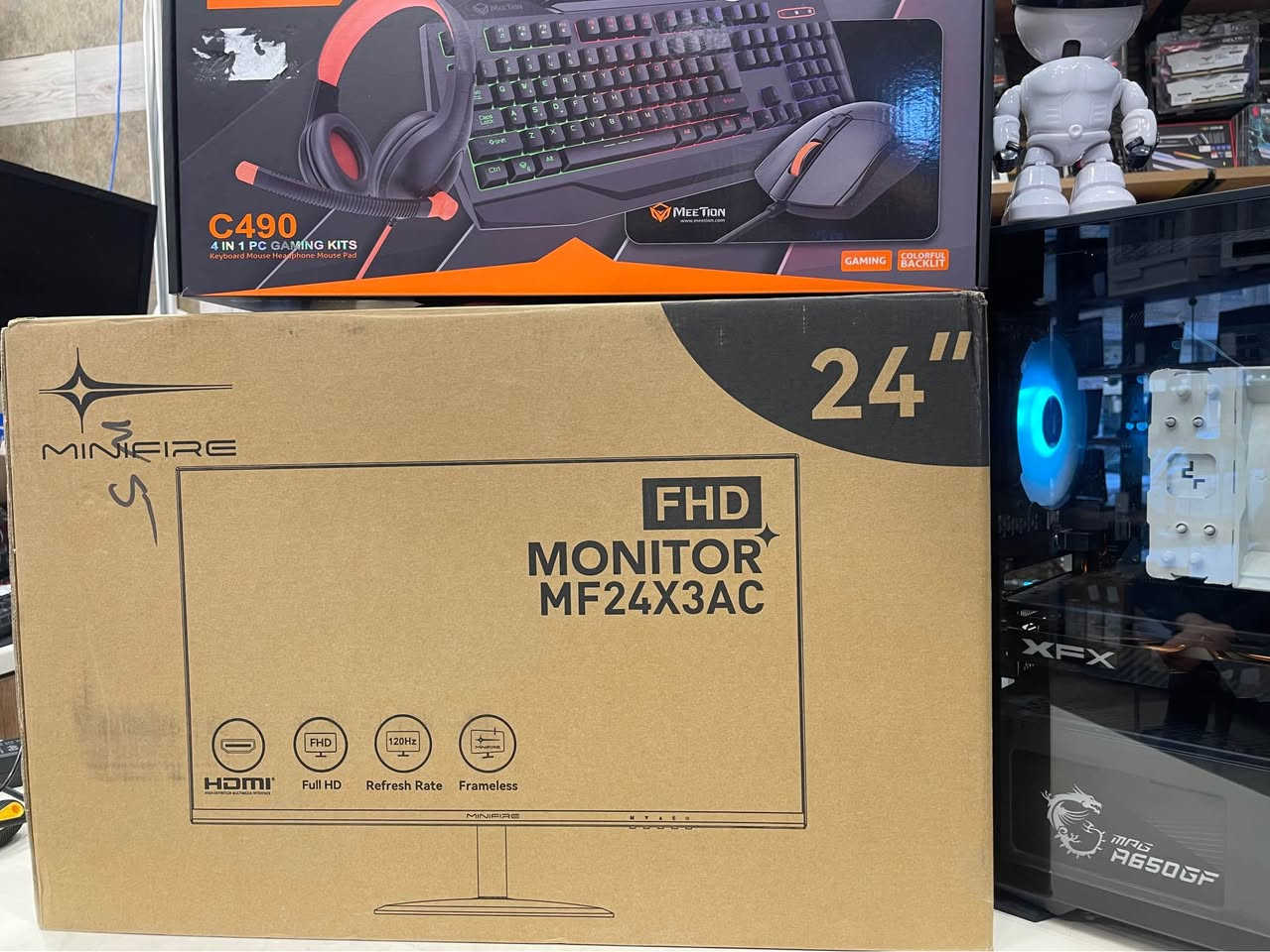 OFFER 1 

CPU R5 5600
MB B450 ASUS PRIME  4 SLOT 
RAM 16 GB DDR4 CORSIER 3200 
HARD 500GB SSD NVME 
COOLER DEEPCOOL AG400
PSU  MSI MPG MODLER 650 GOLD 
GPU RX 580 8GB XFX 
CASE 4 FAN RGB 

BUNDLE KEYBOARD MOUSE  HEADSET 
MOUSEPAD

MONITOR MINIFIRE 24 INCH FHD 120HZ 

940,000

CPU R5 5600
MB B450 ASUS PRIME  4 SLOT 
RAM 16 GB DDR4 CORSIER 3200 
HARD 500GB SSD NVME 
COOLER DEEPCOOL AG400
PSU  MSI MPG MODLER 650 GOLD 
GPU RTX 2060 PALIT 12GB NEW  1 Year Warranty 
CASE 4 FAN RGB 

BUNDLE KEYBOARD MOUSE  HEADSET 
MOUSEPAD

MONITOR MINIFIRE 24 INCH FHD 120HZ 
6 months warranty 

1,170,000 أربيل, العراق


**إذا كنت صاحب هذا الإعلان وتريد حذفه لأي سبب، رجاءا أرسل رسالة إلى الدعم الفني**