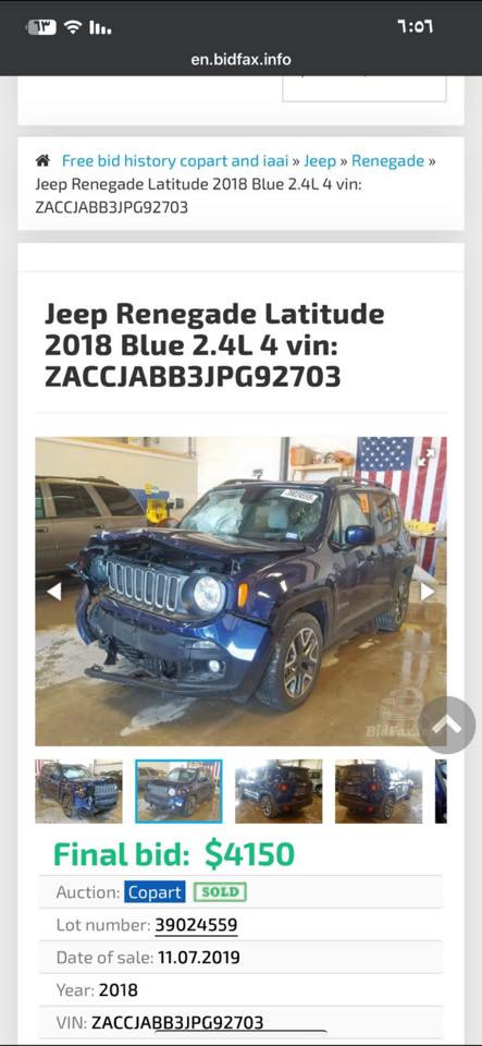 جيب رنكد ١٨ بابل
كير محرك كفاله داخل ابيض وجديد ماشيه 120
ب اسمي حادث بنيد وجاملغ بنيد بدون شواصي بيه ايرباك طاك وحاليا بي قبق جنطه بارد بعدني ممسوي مكاني حله 
98$قفل 
***********
