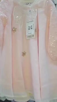 فستان بناتي • مقاس 2.5 • اصفر سماوي وردي