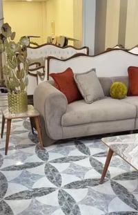 مودرن تركي • قماش مخملي • مدفأة كهربائية