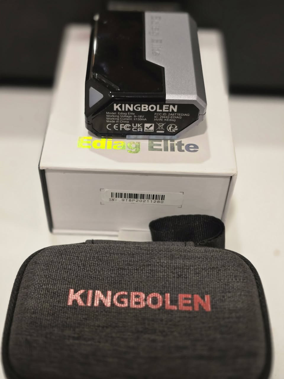 جهاز Kingbolen Ediag Elite.
 BlueTooth
1-تحديث مجاني مدى الحياة
2-فحص شامل لجميع انظمة السيارة
3-اكثر من 15 وظيفة برمجة وصيانة
4-اكتيف تيست (active test) عرض بيانات حية عن انظمة السيارة
5-يدعم اللغة العربية والعديد من اللغات
6-يدعم انظمة CanFd وFCA .
جهاز اخو الجديد شرط النظافة والفحص.
*********** واتساب.

